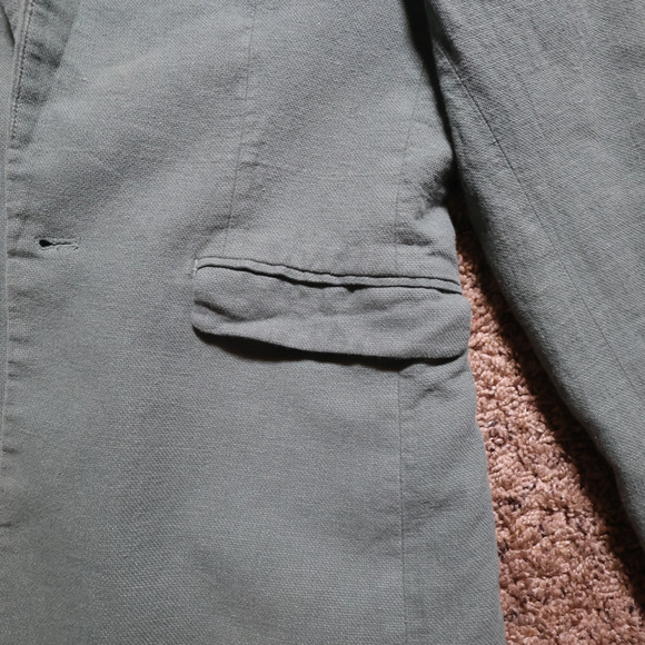 H&M Cotton Linen Blazer Sage Green Single-Breasted US 18 (Fits Like 12) SoftGirl - Picture 7 of 16